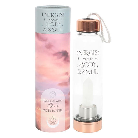 Clear Quartz Body and Soul Glass Water BottleClear Quartz Body and Soul Glass Water Bottle