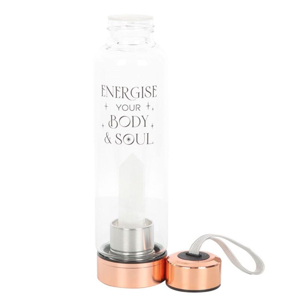 Clear Quartz Body and Soul Glass Water BottleClear Quartz Body and Soul Glass Water Bottle